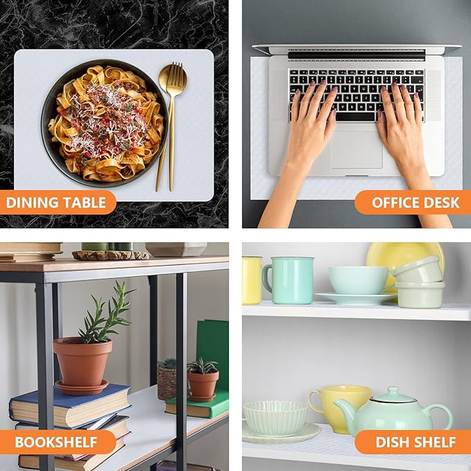 StaHom Shelf Liners for Kitchen Cabinets Refrigerator Liners Waterproof & Oil-Proof Kitchen Cupboard Liner Non-Slip Drawer Mats Non Adhesive Fridge Liner for Shelves-White 11.8 x 118 Inches