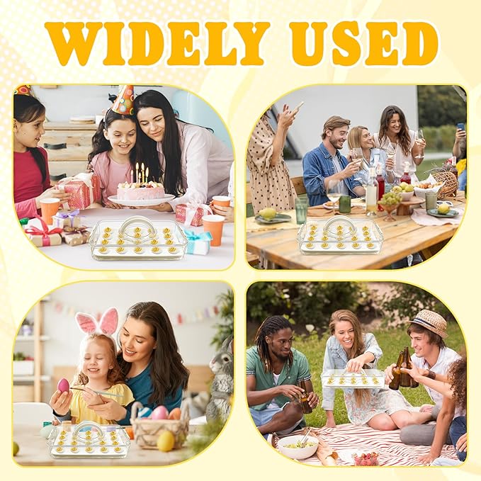 Egg Holder for Fridge,20 Deviled Egg Containers with Lid & Handle PET Thickened Eggs Organizer for Refrigerator Inc Egg Slicer,Kitchen Tongs,Silicone Spatula,Piping Decorating Kit