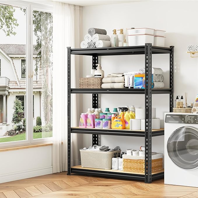 4-Tier Storage Shelves, 1604LBS Adjustable Pantry Shelves, Metal Shelving Unit for Kitchen, Pantry, Closet, Laundry, Garage, 15.76" D × 31.56" W × 48.06" H