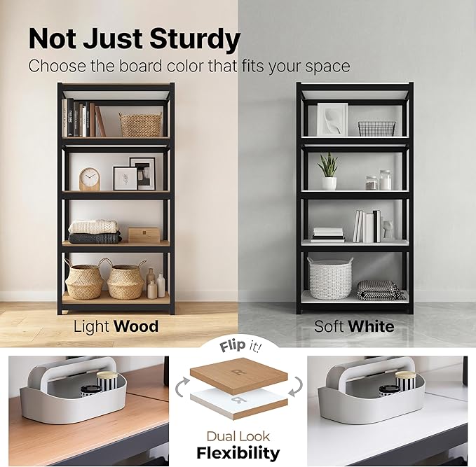 HOMEDANT House 5-Tier Metal Rolling Cart Shelf Rack Casters Heavy Duty Laminated Wheel Shelving Unit Adjustable Utility Storage Shelves Organizer Shelf Kitchen Garage (2, (M) 36.2" W, Black)