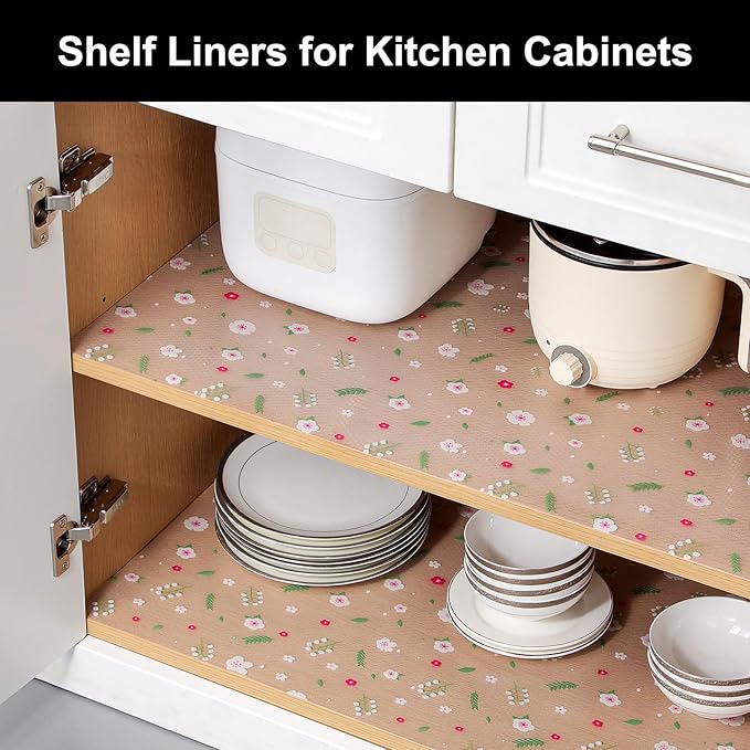 Cooyes Shelf Liner – Premium Non-Adhesive Cabinet & Drawer Liner for Kitchen – Waterproof Shelf Paper with Modern Pattern – Durable EVA Cabinet Mat – Easy to Cut (17.5" W x 360" L)