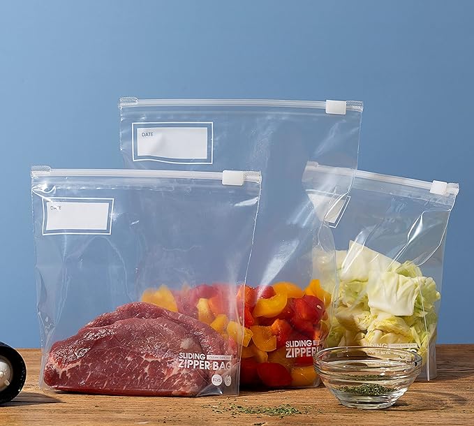 Gallon Slider Storage Bags- 400 Count, Featuring Expandable Bottom, Zero BPA, Microwave-Safe(16 boxes of 25)
