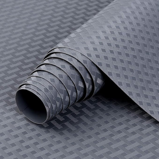 HooTown Shelf Liner Kitchen Cabinet Drawer Mats 17.5 Inch Wide x 78.7 Inch Long, Non Skid EVA Plastic Washable Oil Proof Pad for RV Drawer, Dish Plate Slippery Protection, Gray