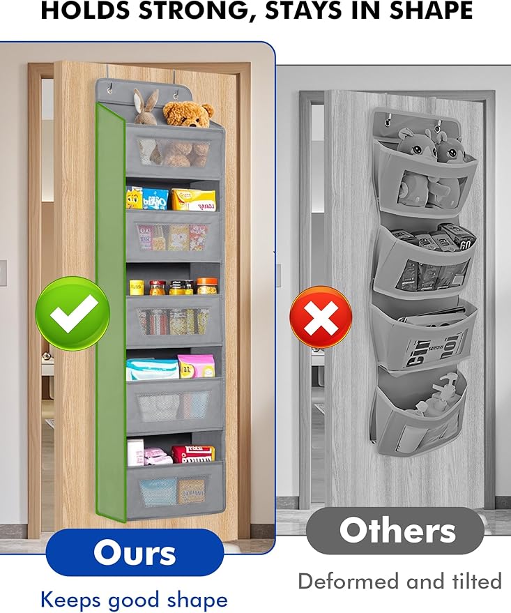 Meolsaek Over the Door Organizer, 46lbs Load and Anti-Tilt Design, 5 Tier Behind the Door Storage, Hanging Door organizer Perfect for Closet Organizers, Bathroom Storage
