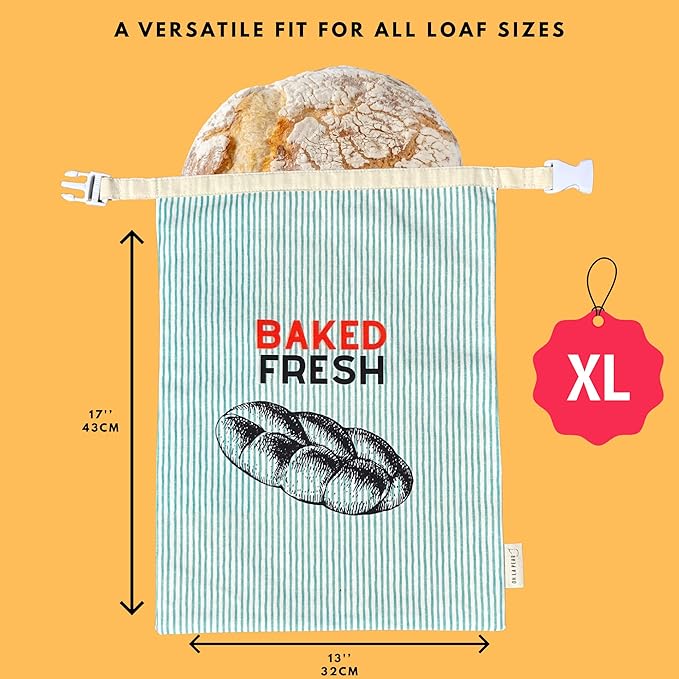 OH LA PEAR 3 pack, including - 2 XL Reusable Beeswax Bread Bags for Homemade Bread & Sourdough + 1 Bowl Cover (medium size), Eco-Friendly, Natural, Food-Safe Storage Bag to Keep Loaves Fresh Longer