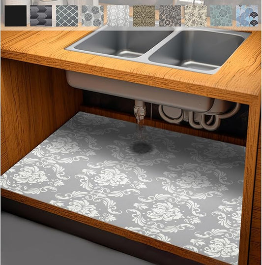 AiBOB Waterproof Under Sink Mat, Absorbent Quick Dry Sink Liners Protect Cabinets, Durable Shelf Liners, Slip Resistant and Non-Adhesive, 24X36, Light Grey