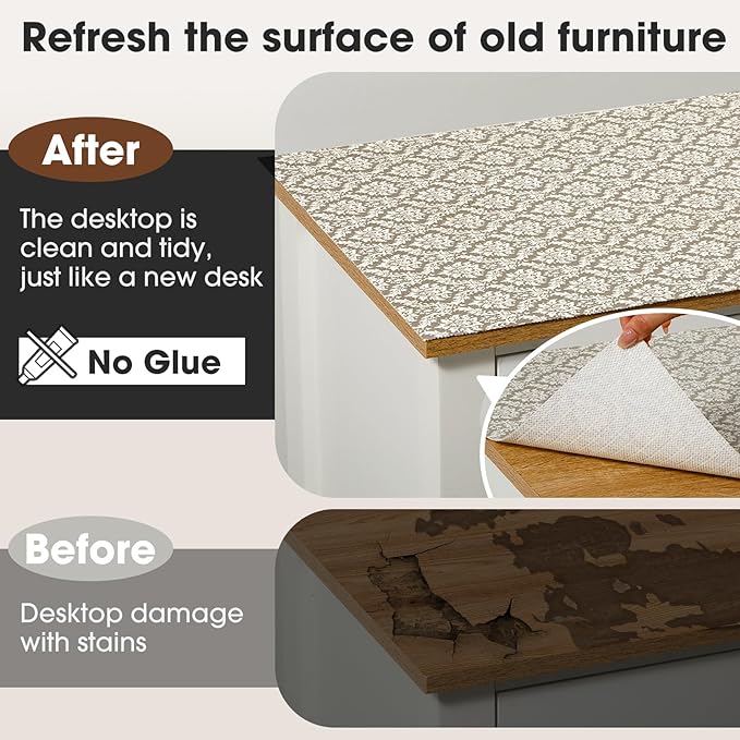 ALIUNI Drawer and Shelf Liner, Non-Slip Kitchen Cabinet Liners Non-Adhesive Thick Strong Grip Waterproof Washable Mats Protect Dresser Shelves Cupboard Bathroom Cabinets, Boho: Beige, 12 in X 30 FT