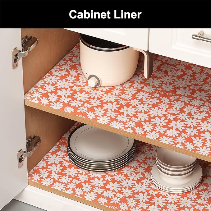Cooyes Shelf Liner – Premium Non-Adhesive Cabinet & Drawer Liner for Kitchen – Waterproof Shelf Paper with Modern Pattern – Durable EVA Cabinet Mat – Easy to Cut （12" W x 240" L）