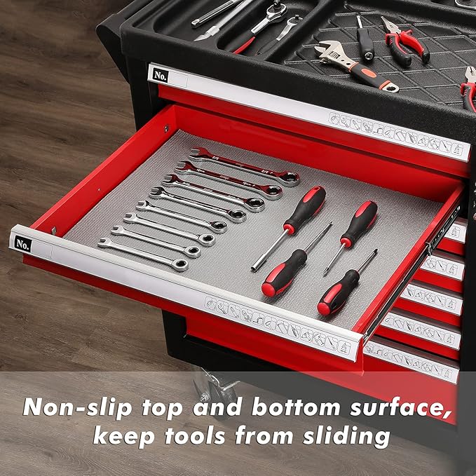 CASOMAN Professional Tool Box and Drawer Liner, Grey, Easy Cut Non-Slip Foam Rubber Toolbox Drawer Liner Mat, 16 inch (Wide) x 6 feet (Long)