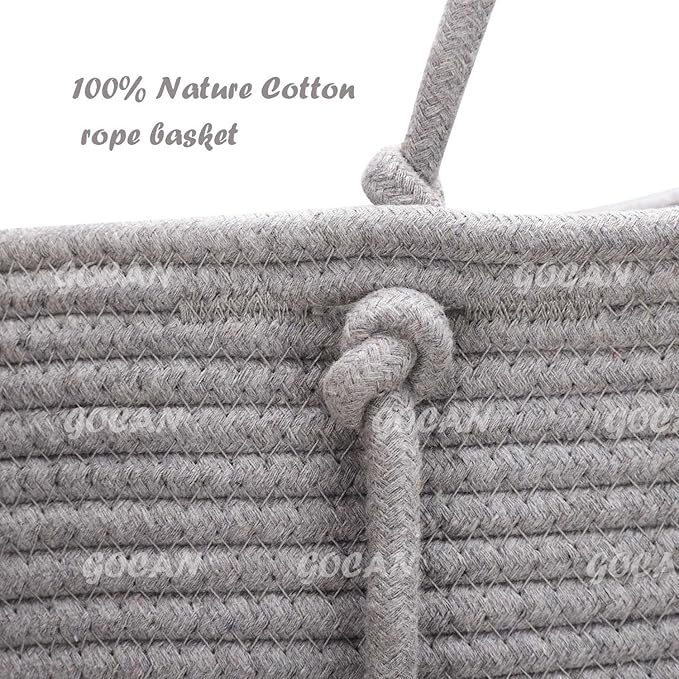 Hanging Storage Baskets Over the Door Hanging Basket, 3-Tier Cotton Rope Woven Hanging Organizer, Detachable Decorative Hanging Baskets for Wall Living Room, Bathroom and Bedroom(grey)