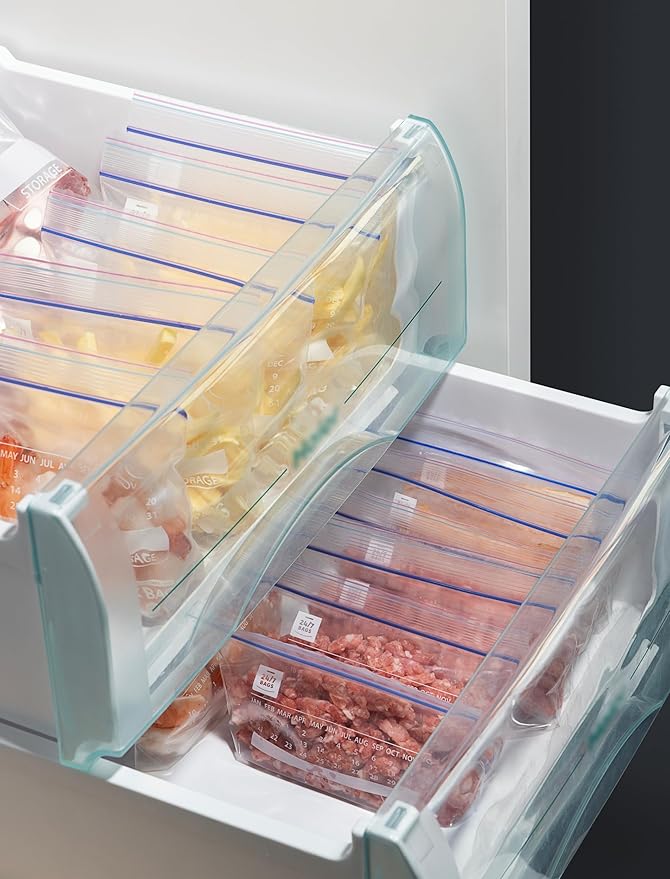 Bulk Snack Freezer Bags - 1200 Count with Expandable Bottom and New Calendar Feature, Easy Fill (4 Boxes of 300)