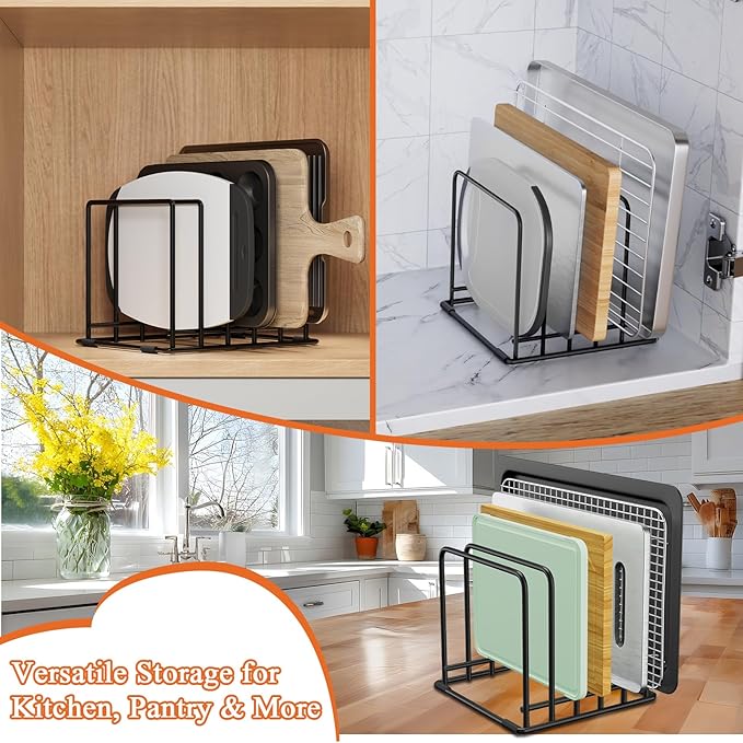2-Pack Dish Rack & Cutting Board Organizer – 5-Tier Metal Rack for Cutting Boards, Bakeware, Trays – Space-Saving Kitchen Storage, Rust-Resistant Dish Organizer for Cabinets, Countertops & Pantry