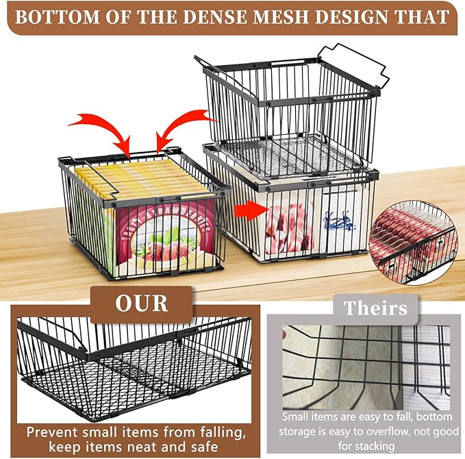 Large Freezer Organizer Bins，Upgraded Bottom Leak-Proof net，Fit 5 to 9 Cu Ft Chest Freezer，3 Pack， Expandable Stackable Chest Freezer Containers with Handle (3Pack)