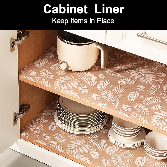 Cooyes Shelf and Drawer Liners for Kitchen Cabinets, Non Adhesive Cabinet Liner, EVA Waterproof Durable Non-Slip Drawer Mats for Shelves, Refrigerator, Storage, Desks（11.8" W x 360" L）