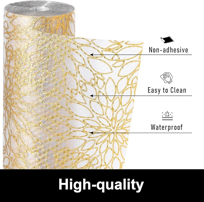 Cooyes Shelf Liner Drawer Liners, Shelf Liners for Kitchen Cabinets, Non Adhesive Cabinet Liner, EVA Waterproof Non-Slip Refrigerator Liners for Kitchen, Drawer（17.5" W x 360" L）