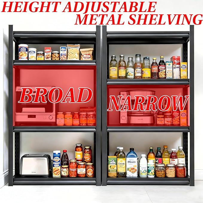 Kitchen Storage Shelves, Adjustable Metal Shelf Rack 2400 Lbs 4 Tier Shelving Unit, Bakers Rack With Storage Pantry Shelf, Heavy Duty Shelving Units Stand Industrial Organizer, 35.4"W×15.7"D×54.3"H