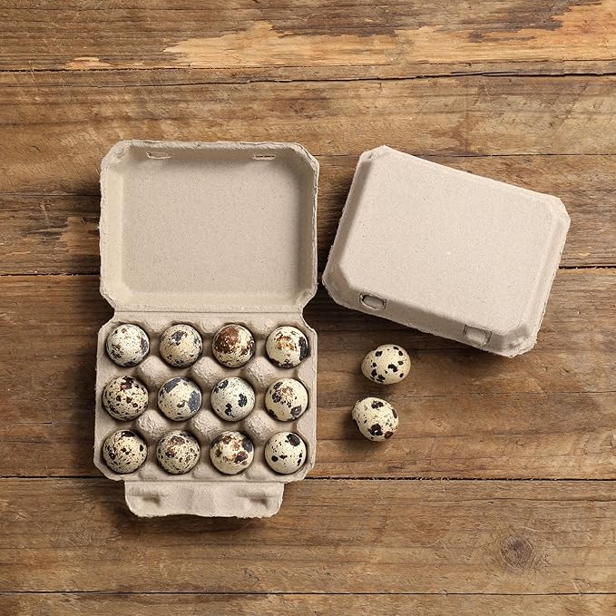 30 Pcs Quail Egg Cartons, Dozen Egg Box, 3x4 Blank Natural Color Pulp Paper Eggs Container, Egg Holder Reusable for 12 Count Quail Egg Carton Storage Strong Tray for Refrigerator