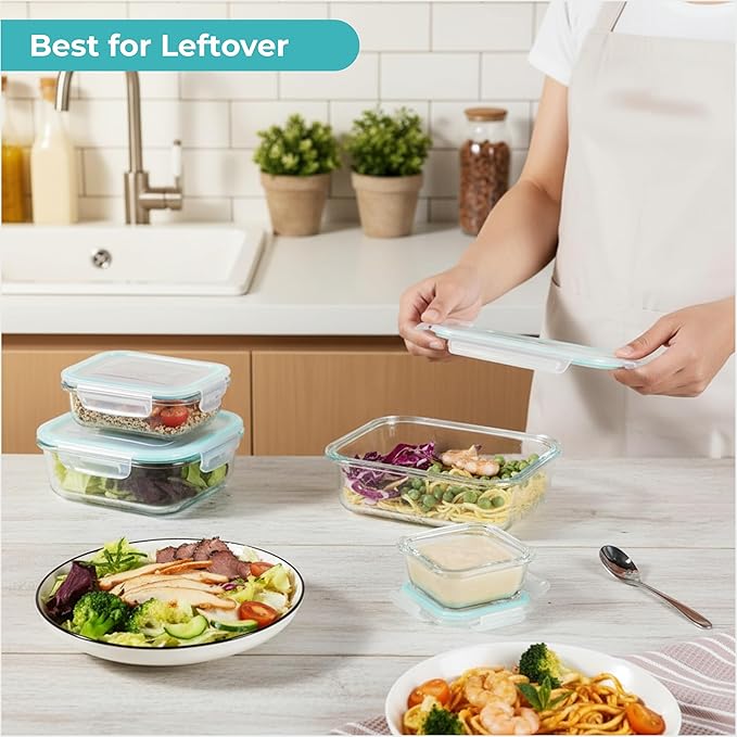 AISOON 50 Pcs 85 Oz Airtight Food Storage Containers Set with Lids, Leakproof Stackable BPA-Free Kitchen & Pantry Organizer Set, Reusable Meal Prep & Freezer-Safe Containers with Labels & Pen