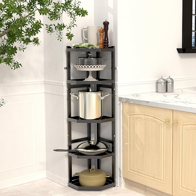 5-Tier Multifunctional Adjustable Pan & Pot Rack for Kitchen, Pan Organizer, Pot Lid Organizer (Big Corner 5-tier)