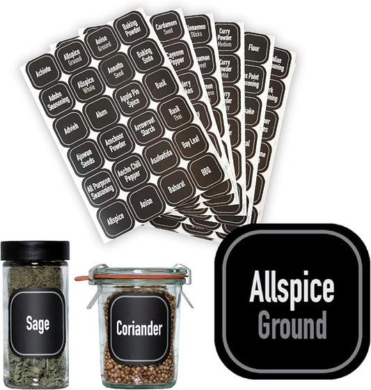 AllSpice 312 Preprinted Water Resistant Square Spice Jar Labels Set 2"