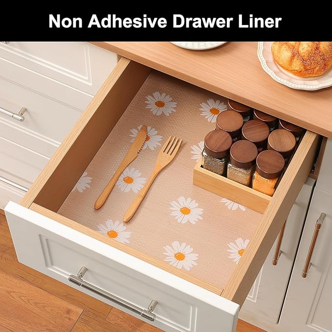 Cooyes Shelf Liner – Premium Non-Adhesive Cabinet & Drawer Liner for Kitchen – Waterproof Shelf Paper with Modern Pattern – Durable EVA Cabinet Mat – Easy to Cut (17.5" W x 78.7" L)