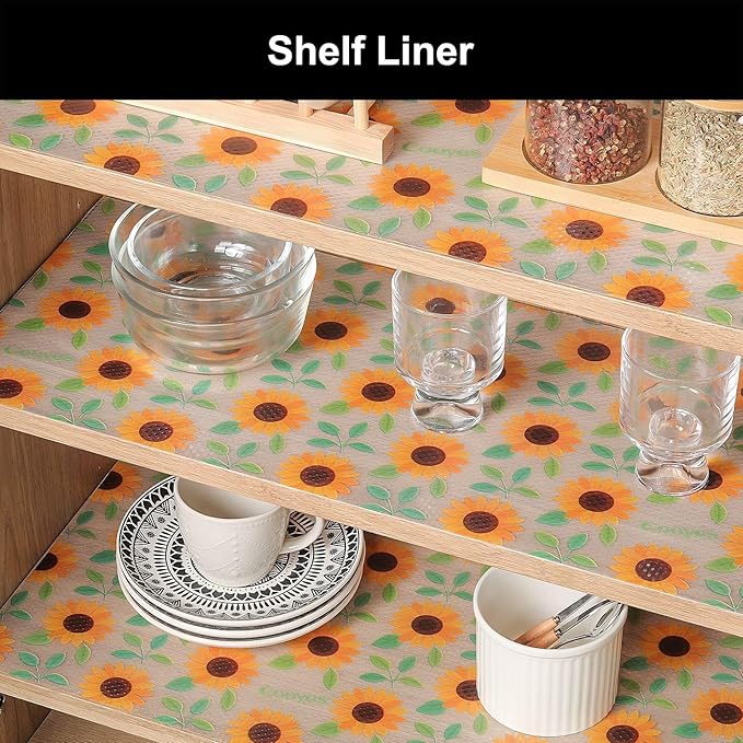 Cooyes Shelf Liner – Premium Non-Adhesive Cabinet & Drawer Liner for Kitchen – Waterproof Shelf Paper with Modern Pattern – Durable EVA Cabinet Mat – Easy to Cut （12" W x 360" L）