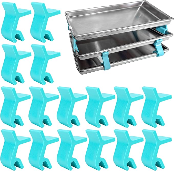 16 PCS Large Cookie Sheet Stackers, Stackable Baking Sheet Holders Reusable Stacking Clips Dividers for Cake Pan, Cooling Rack, Meal Prep, Freeze Dryer Trays Space-Saving Suitable for Home Kitchen