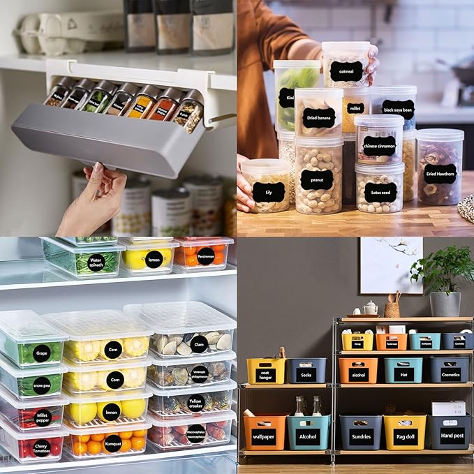 Chalkboard Labels, Removable Blackboard Label Stickers 192PCS with 2 Free Chalk Markers, Waterproof Reusable Labels for Food Containers, Mason Jars, Pantry, Bottles