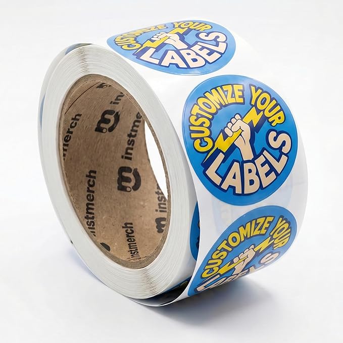 instMerch Custom Sticker Roll Labels — Logo Stickers Customized Labels — Custom Stickers for Business Logo (Circle)