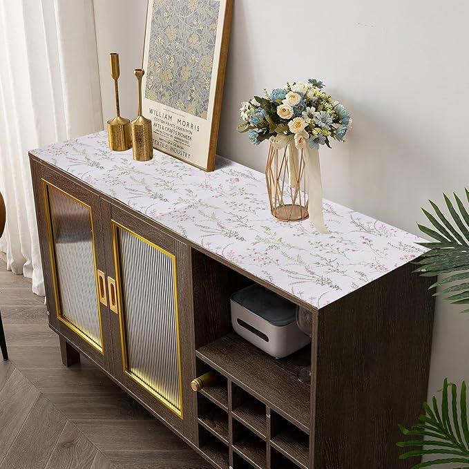 Amiitay Floral Drawer and Shelf Liner for Cabinets, Non-Adhesive and Strong Non-Slip Flower Shelf Cabinet Drawer Liners for Kitchen,Table,Bookshelves,Waterproof Cupboard Liners,12IN x 10FT