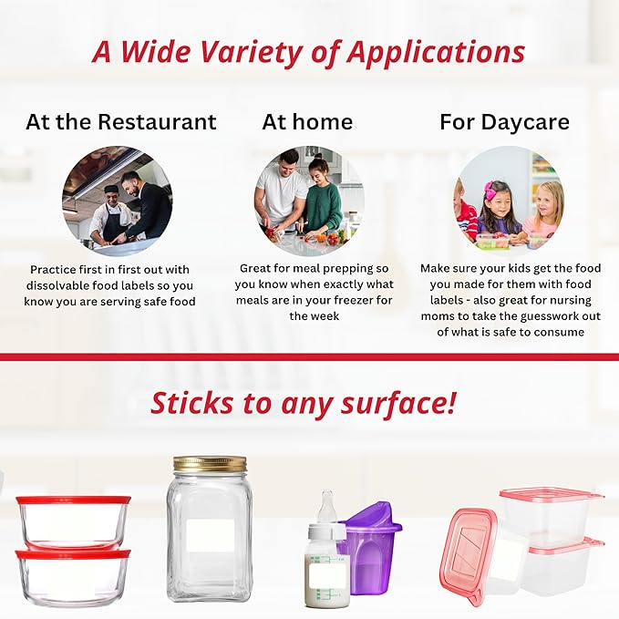ATL Direct 2x3 Dissolvable Food Labels, 1000 Label Stickers, Bottle Labels for Storage Bins, Sticker Labels for Food containers, (1000, Blank)