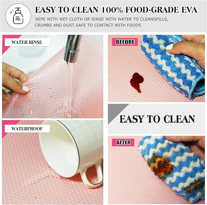 Daixers 20Pcs Refrigerator Liners, Washable Fridge Liner Shelf Mats Refrigerator Pads for Cupboard Cabinet Drawer Home Kitchen Accessories Organization (Pink)