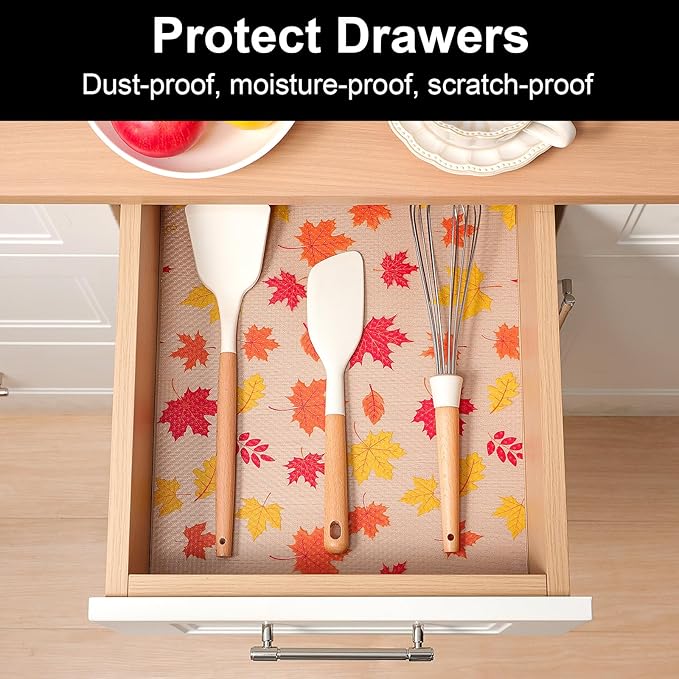 Cooyes Shelf Paper for Kitchen Cabinets Non Adhesive, Waterproof & Oil-Proof Kitchen Drawer Liner for Refrigerator Drawer Fridge Cupboard, (23.6 Inch W x 236 Inch L, Pumpkin Orange)