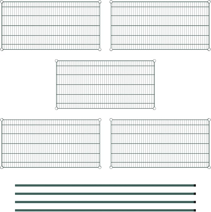 Commercial NSF Listed Green Epoxy Stationary Wire Shelving Kit 24" x 48" x 86", with 5 Shelves Perfect for Warehouse, Walk-in Refrigerator, Freezer, Grocery Store, Restaurant, Dishroom