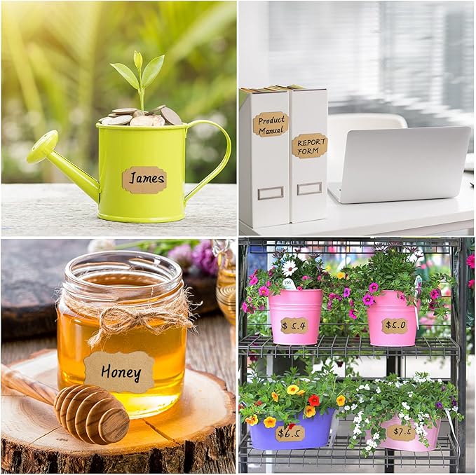 Kraft Label Stickers, Removable Gift Tag Stickers Self-Adhesive Handmade Jar Labels in 3 Sizes with Markers, Kitchen Pantry Labels for Essential Oil Bottle, Storage Bin, File Folders, 192Pcs