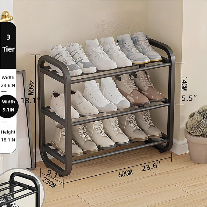 Expandable Shoe Rack Narrow Vertical Organizer Cabinet Sturdy Free Standing Shoe Rack Storage Shelf for Closet, Entryways, Hallways & Living Rooms 3 Tier - 23.6" W Hold 9 Pairs