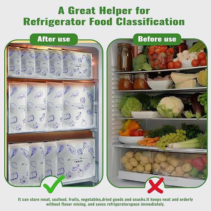 Reusable Aluminum Foil Food Storage Bags, Foil Storage Bags for Food, Reusable Food Storage Bags for Freezer & Refrigerator, Reduce Waste, Keep Food Fresh, Writable Label(50-Pack, 10Wx11.4H)