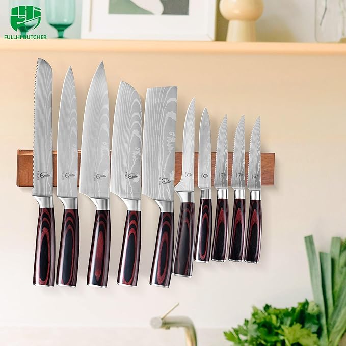 Wall Mounted Wood Magnetic Knife Strip, 16 inch Innovations Multi-Purpose Knife Holder Bar for Wall Kitchen Secure Store Utensil Organizer
