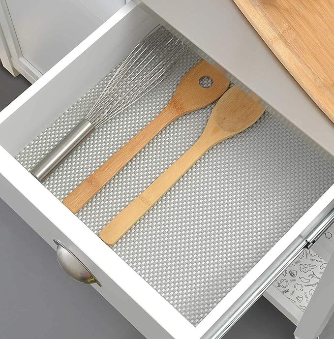Drawer and Shelf Liner - Non Adhesive, Non Slip, Durable Grip for Shelves, Cabinets, Kitchen Tableware
