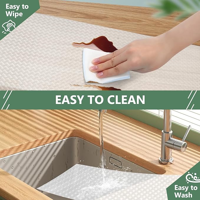 Origuuds Shelf Liners, Non-Adhesive Drawer Liner, Waterproof & Oil-Proof Kitchen Cabinet Cupboard Liner Plastic EVA Material BPA Free Fridge Liner Mats Paper Protector for Shelves (Clear/12in x 240in)