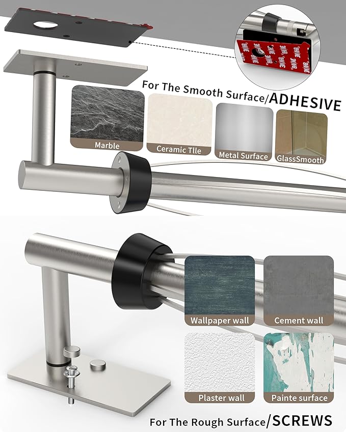 Paper Towel Holder Under Cabinet, Self Adhesive or Wall Mount Hanging Paper Towel Holder with Damping Effect, Single Hand Operable, Stainless Steel for Kitchen Bathroom (Silver)