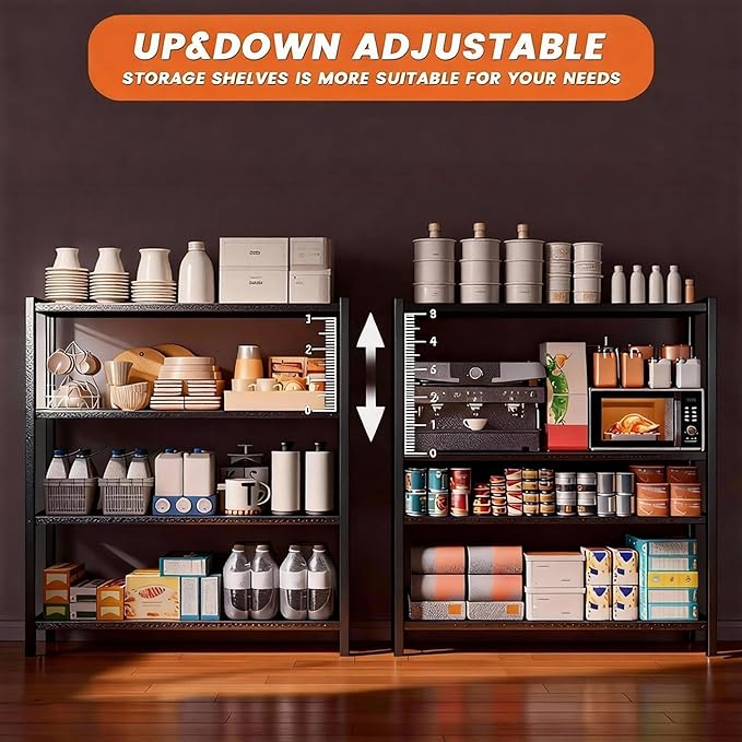 Kitchen Baker’s Rack, 4-Tier Metal Rack with Solid Shelves, Microwave Stand Storage Organizer for Kitchen or Dining Room – 39.4” W x 15.7” D x 54.3” H