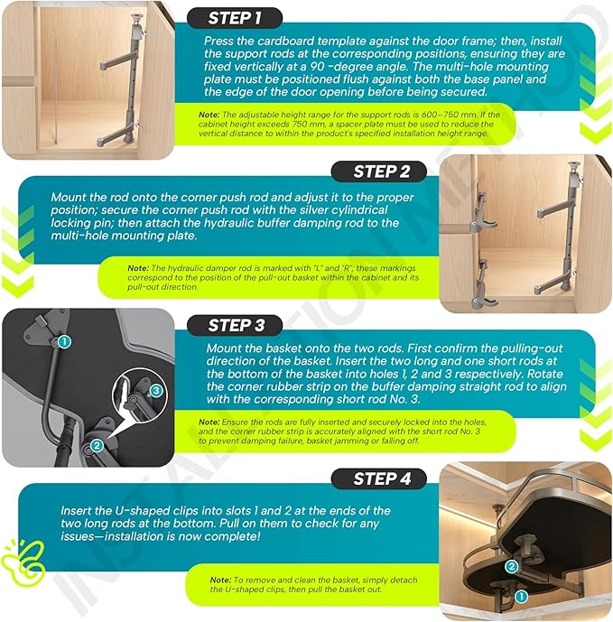 Blind Corner Cabinet Pull Out Organizer 12 14 16 18 Inch, 2 Tier Kitchen Cabinet Organizer, Heavy Duty Adjustable Lazy Susan Shelf with Soft Close, Left or Right Mount for Blind Corner Cabinets