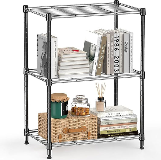 450 lbs Steel Storage Shelving 3-Tier Utility Shelving Unit Steel Organizer Wire Rack for Home,Kitchen,Office (11.8" D x 17.7" W x 26.3" H) | 450 lbs, for Home, Kitchen, Office