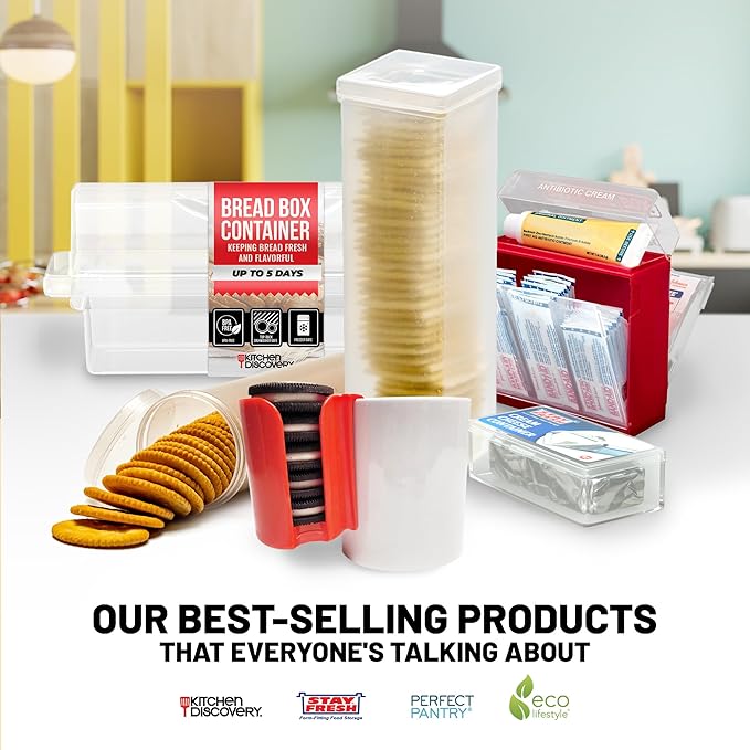 Handy Basket – Kitchen Discovery – Kitchen Pantry Organizers and Storage - Plastic Organizer Bins with Handles in Large Size for Chip Bags, Cake Mixes, Pasta, and Condiments