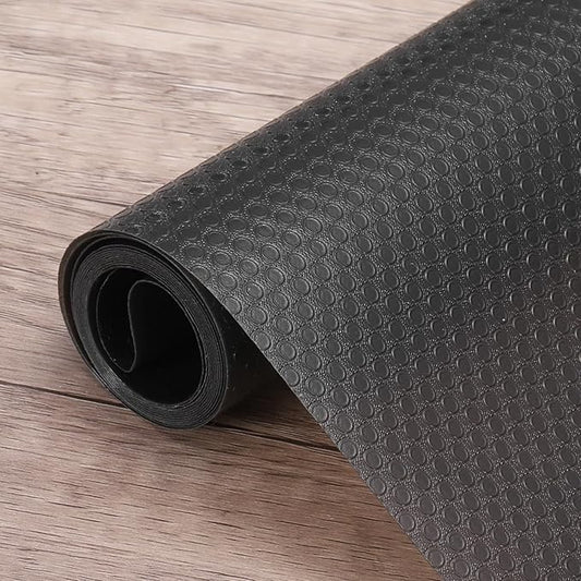 HARFINGTON Shelf Liner 12" x 5ft EVA Non-Slip Drawer Mats Waterproof Circular Mesh Texture Liner for Kitchen Cabinets Cupboard Refrigerator Shelves, Black