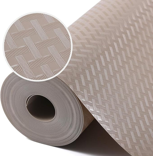 StaHom Shelf Liners for Kitchen Cabinets, Waterproof and Oil-Proof Kitchen Cupboard Liner, Refrigerator Liners and Plastic Drawer Mats EVA Non Adhesive Shelves, Fridge - Beige 11.8 x 118 Inches