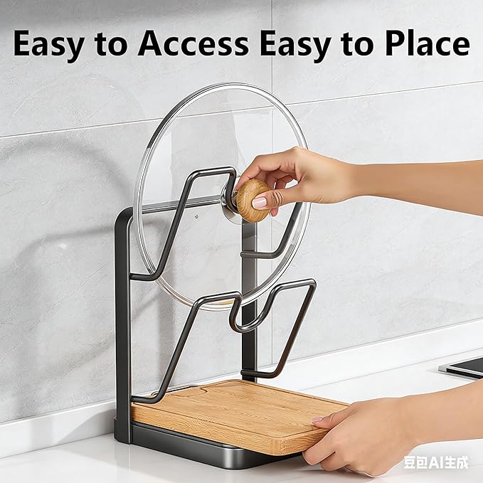 2026 Upgrade Kitchen Pot Lid Storage Rack, Pot Lid Organizer Rack for Counter, Lid and Spoon Rest Holder While Cooking, Multifunctional Kitchen Organizer Stand for Stove Top (Set C)
