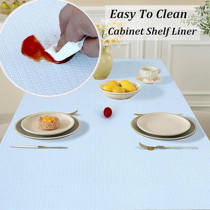 Shelf Liners for Cabinets Waterproof 15 Inch Wide X 20 Ft Non Adhesive Drawer Liners White Non Slip Washable Cabinet Mat for Kitchen Refrigerator Shelves Pantry Bathroom Cupboard Closet Dresser