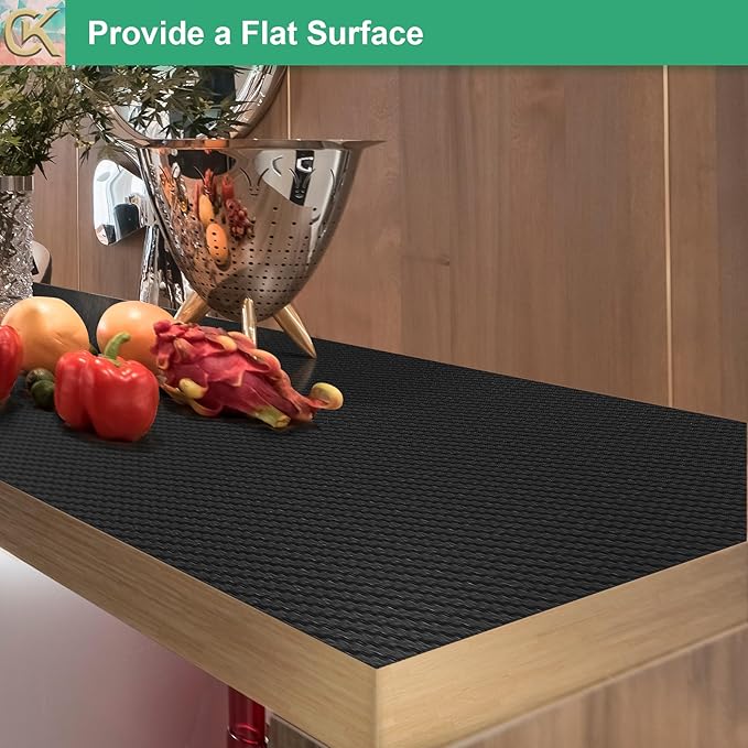 Self-Adhesive Shelf Liner Kitchen Liner, Waterproof Backed Paper Easy Peel and Stick Contact Liner Without Residue for Decor Your Desk Surface, Kitchen Countertops (Black, 35.4 x 118.1 inches)